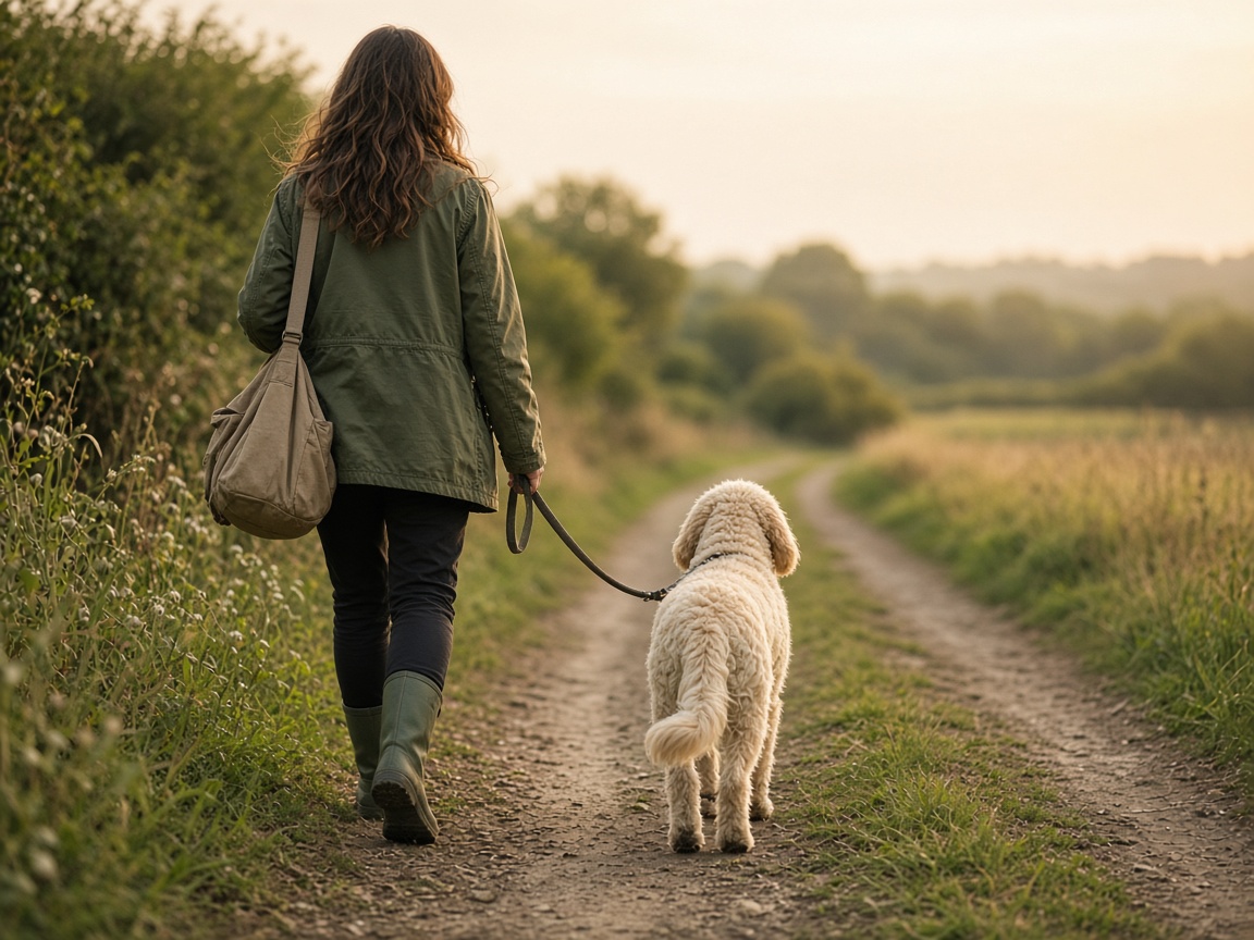 Countryside dog walking atmosphere